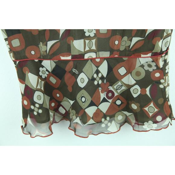 Vintage S M Blouse Drape Neck Ruffle Floral Whimsigoth Officecore Y2K Retro Boho - Picture 4 of 6